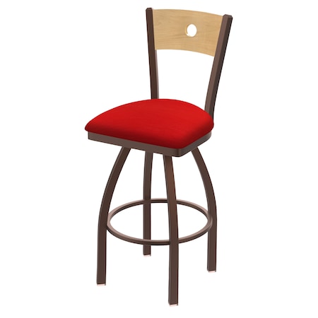 Holland Bar Stool Co 30" Swivel Counter Stool, Black Wrinkle, Nat Back, Canter Red Seat 83030BZNatMplB011